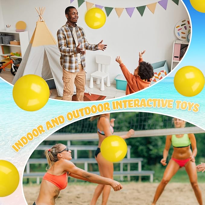 Raiten 12 Pcs Beach Ball Inflatable Beach Balls Large Inflatable Ball Floating Ball for Swimming Pool Party Favors Outdoor Activities Summer Birthday Party Supplies (Yellow,12 Inch)