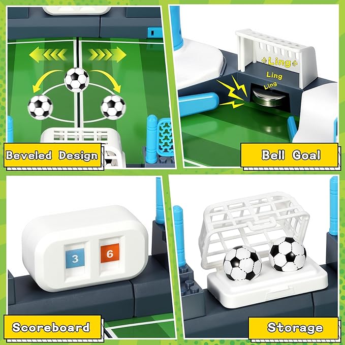 Soccer Board Game for Kids, Mini Foosball Table Game, Portable Tabletop Interaction Pinball Sports Game Toy, Indoor Family Playroom Party Birthday Toy Gift for 3 4 5 6 7 8-12 Year Old Boys Girls
