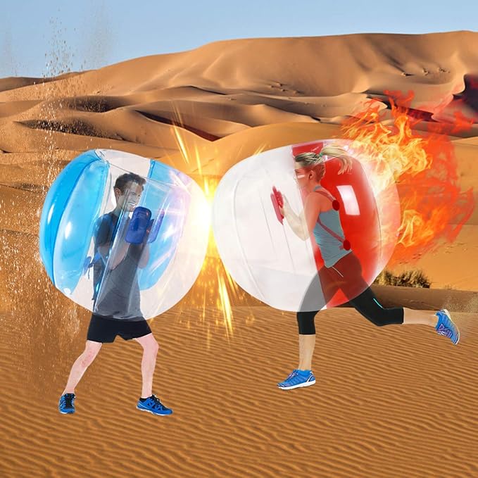 2 Pack Inflatable Bumper Balls for Adults (4ft/1.2m) Giant Sumo Balls Body Bumpers Balls Buddy Zorb Ball Outdoor Toys for Kids Yard Human Bubble Ball Hamster Ball(Red+Blue, 48inch)