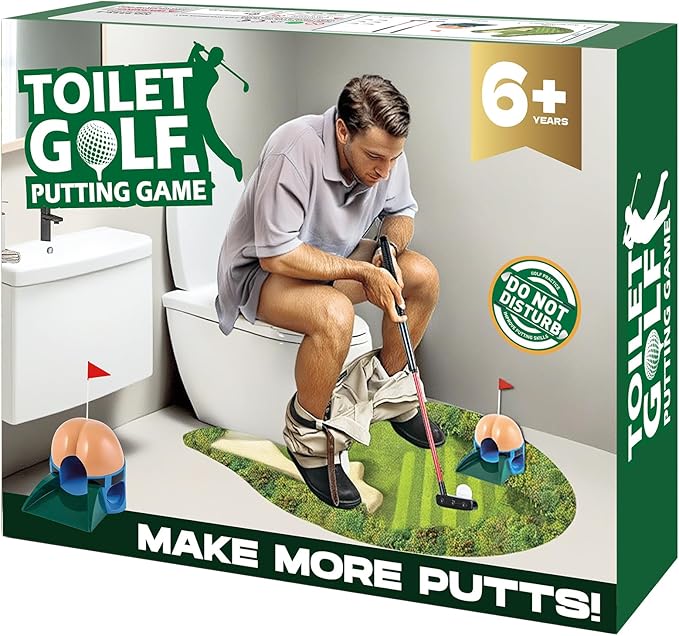 Toilet Golf Game Prank Box, Empty Gag Gift Pack, Wrap The Actual Gifts with a Fake Box, Funny White Elephant Gifts for Golfer, Husband, Dad, Brother and Boyfriend(Pack of 1)