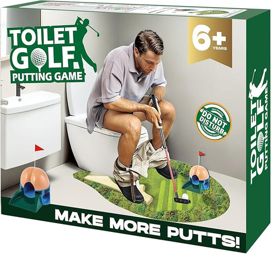 Toilet Golf Game Prank Box, Empty Gag Gift Pack, Wrap The Actual Gifts with a Fake Box, Funny White Elephant Gifts for Golfer, Husband, Dad, Brother and Boyfriend(Pack of 1)