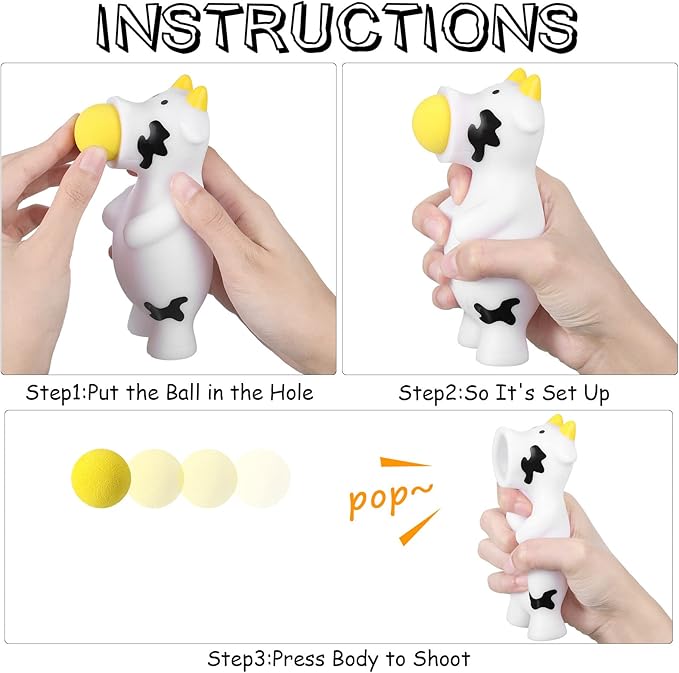 Sumind 3 Pcs Christmas Ball Popper Toy Shooter with 15 Shoot Foam Balls up to 20 Feet Santa Snowman Elf Toy Game Christmas Stocking Stuffer Gag Gift for Kid Adult Holiday (Penguin, Elk, Cow)