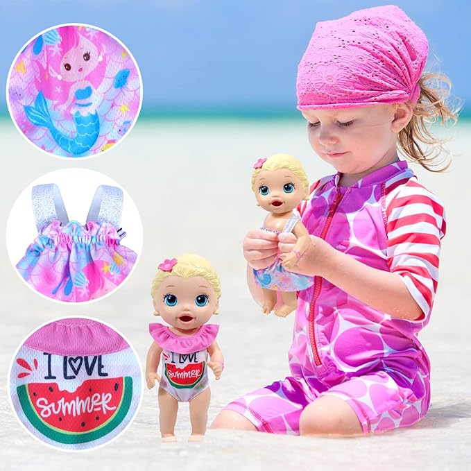 ARTST Alive Baby Clothes, 7 Sets Baby Doll Clothes Accessories Dress Swimsuit Outfit for 10-12 Inch Dolls Girls Birthday Xmas