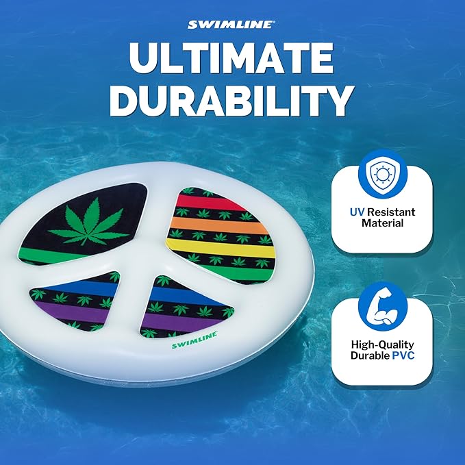 SWIMLINE Original Peace & Love Island Pool Float – Durable Vinyl Lounger for Adults & Teens – Fun Pool Float for Lake, Beach, or Backyard – Easy to Inflate and Store