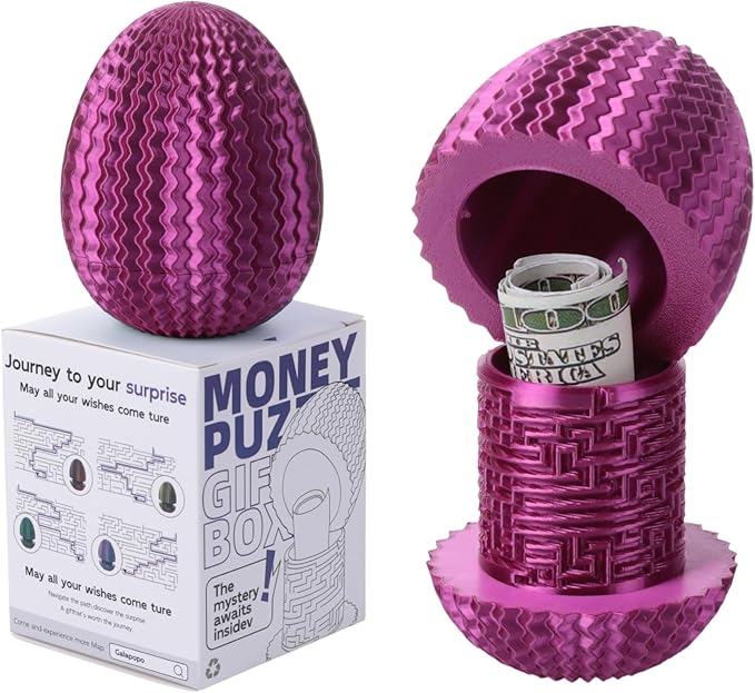 Maze Egg Money Puzzle Gift Box: Available in 4 Unique Internal Designs - Secret Cash Holder & Surprise Gift Container for Easter, Birthday, Wedding - Fun Brain Teaser Toy for Kids & Adults