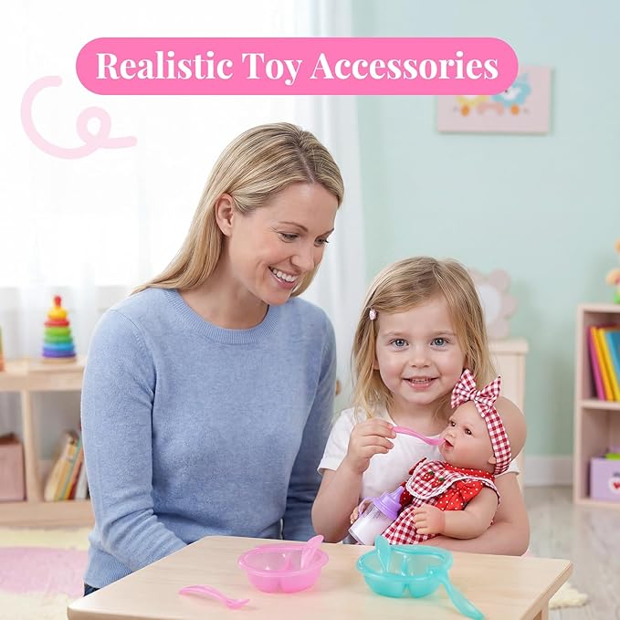 BABESIDE 13 Pcs Baby Doll Accessories Set, Magic Baby Doll Bottles and Accessories Toy Babys Bottles with Disappearing Milk, Babydoll Accessories for Girls Pretend Play Toy