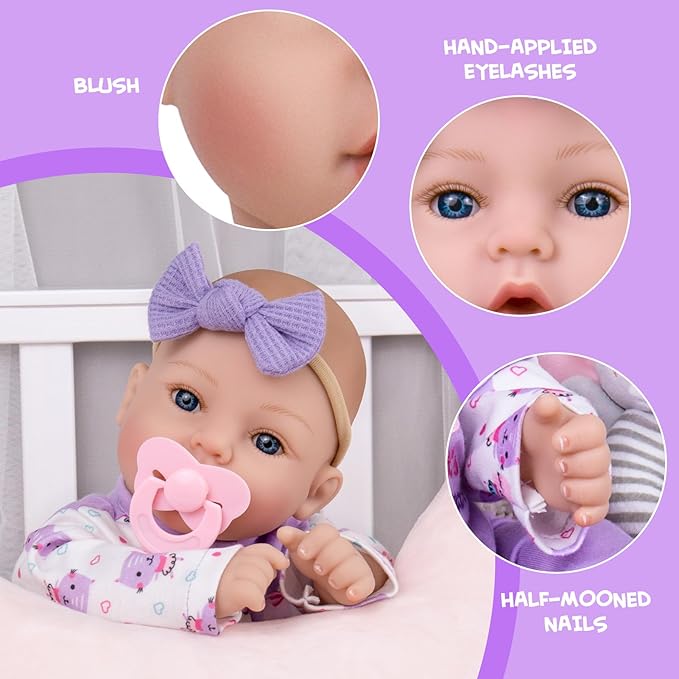 Aori Reborn Baby Dolls- 18'' Realistic Newborn Baby Doll with Feeding Set & Birth Certificate - Lifelike Real Life Baby Dolls for Role Play, Gift for Kids Ages 3+, Pre-Parents, Grand-Parents