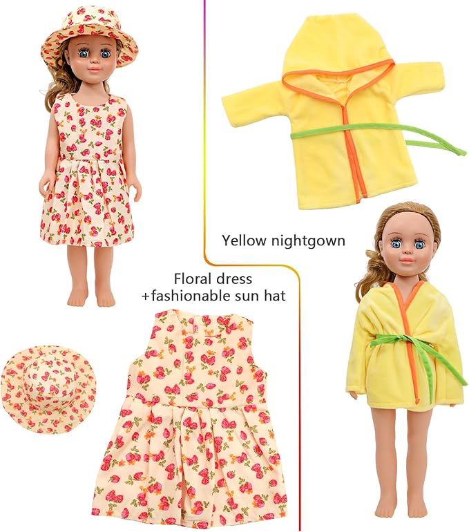 MSYO 10 Sets Doll Clothes Set for 17 - 18 Inch Dolls, 20 Pcs Fashion Outfits with Dresses & Accessories, Cute Doll Costumes for Girl Dolls