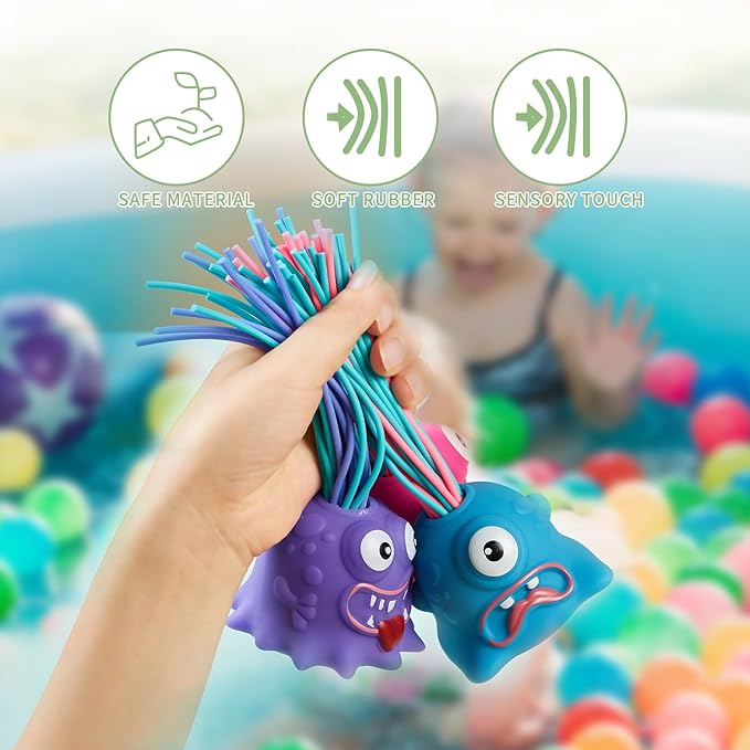 Fun Hair Pulling Fidget Screaming Monster Toys,Screaming Monster Toys,Venting Novelty Toys and Anti Worry Toys , Halloween Christmas for 3 4 5 6 7+ Kids Teen Boys Girls Gifts(4PCS)