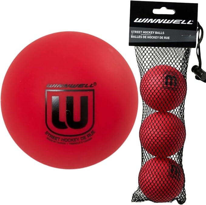 Winnwell Sports Street Hockey Balls - Indoor & Outdoor Balls with Storage Bag - Ideal for Road & Street Hockey Games 65mm & 50 Gram Weight