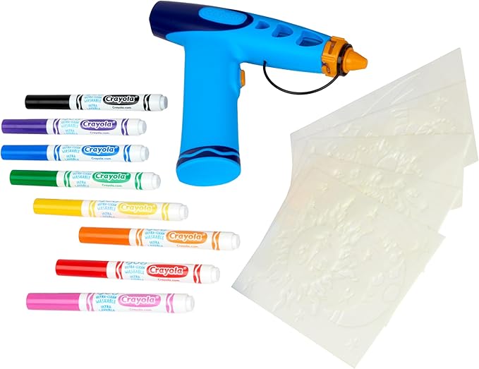 Crayola Marker Airbrush Spray Art Kit, Essential Easter Basket Stuffer for Kids, Battery-Powered Sprayer with 8 Washable Markers & 5 Stencils, DIY Craft Set, Ages 6+
