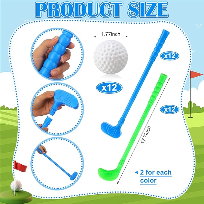 24 Pcs Plastic Mini Golf Clubs for Toddlers, Kids Golf Clubs Toy Set, Toy Balls for Kids Toddlers Outdoor Indoor Lawn Sports for Boys Girls (Simpel)