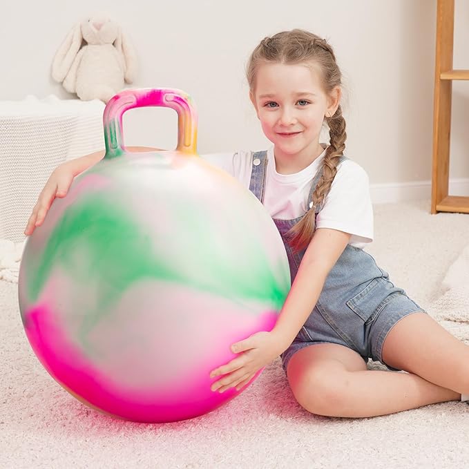 ZOOJOY Hopper Ball for Kids, 18 Inch Bouncy Ball with Handle, Clouds Girl Toys for Indoor Outdoor Active Play Hopping Ball, Easter Basket Stuffers Girls Boys Gifts for 3 4 5 6 7 8 Yr Old Balance Toys