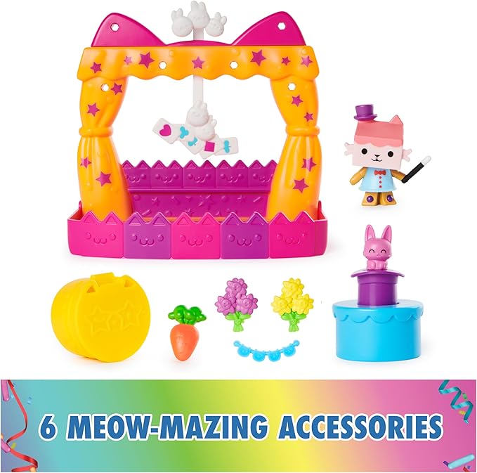 DreamWorks GABBY'S Dollhouse, Baby Box Talent Show Balcony Playset, 8-Pcs with Toy Figures, Doll House Accessories & Sensory Play, Kids Toys for Girls & Boys 3+