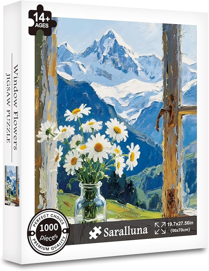 Puzzle for Adults 1000 Pieces, Mountain View Daisies Puzzle, Challening Impossible Difficult Hard Fun 1000 Pieces Jigsaw Puzzles for Adults