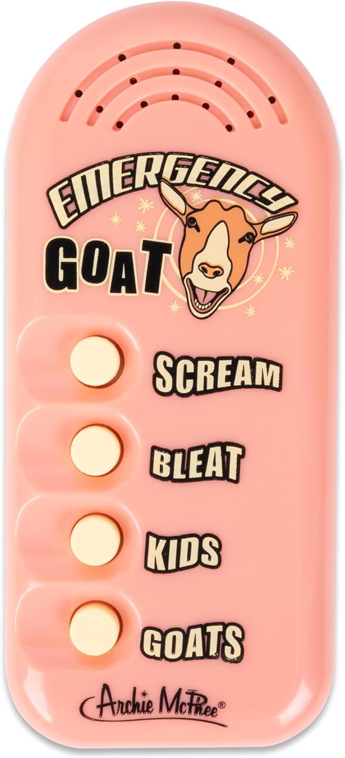 Archie McPhee: Emergency Goat - Electronic Sound Maker, 3.5" Handheld Device, 4 Noises, Scream-Bleat-Kids-Goats, Farmyard Fun, Gag Gift, Novelty Toy