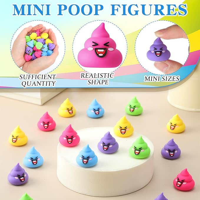 30 Pcs Tiny Poop Figurine Mini Expression Poo Statue Small Fake Poo Figures Poop for Gift Bag and Halloween Egg Fillers Hide and Seek Props Party Supplies Gifts (Multicolor)