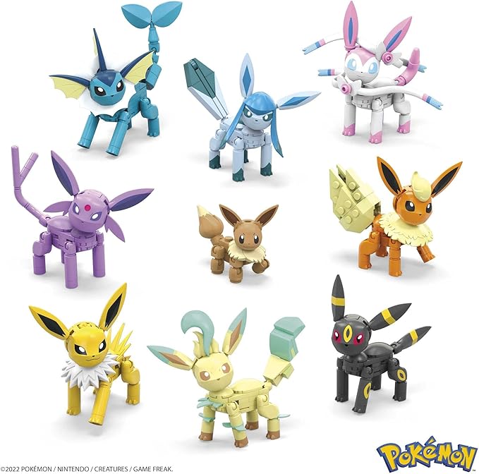 MEGA Pokémon Building Toys Set Every Eevee Evolution with 470 Pieces, 9 Poseable Characters, for Kids
