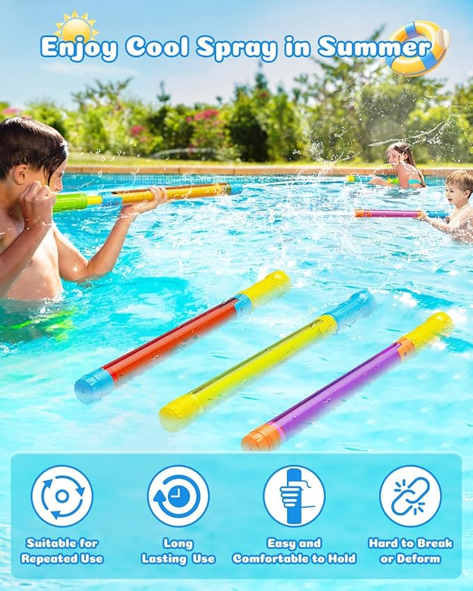 Water Gun Squirt Toys for Kids Adults: 3 PCS Outdoor Blaster Water Guns for Kids Age 3-4-5-8-12 Bulk - Fun Water Squirter Toy for Swimming Pool Beach Summer Outside Party Games