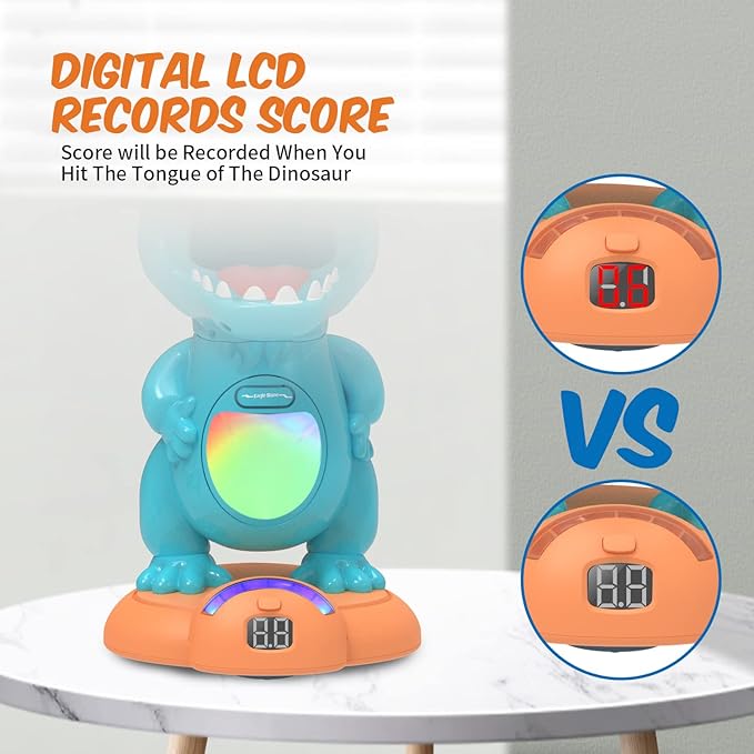 EagleStone Movable Dinosaur Shooting Toys for Boys – Electronic Target Practice with 2 Air Pump Guns, LCD Score Tracker, Sound Effects & 48 Foam Balls, for Kids 5 6 7 8 9