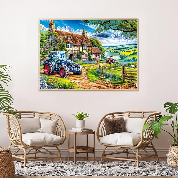 Jigsaw Puzzles for Adults 1000 Piece Puzzle for Adults 1000 Pieces Puzzle 1000 Pieces-Country Farmhouse & Tractors