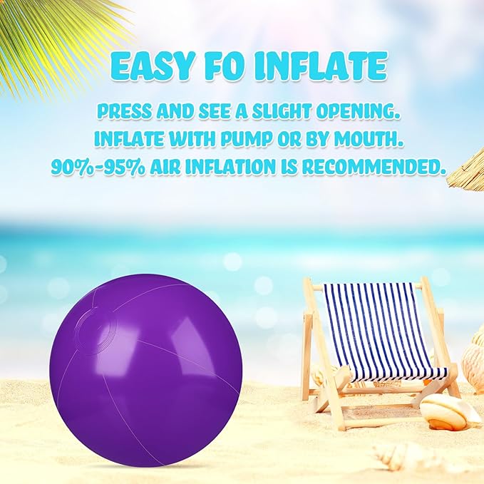 Raiten 12 Pcs Beach Ball Inflatable Beach Balls Large Inflatable Ball Floating Ball for Swimming Pool Party Favors Outdoor Activities Summer Birthday Party Supplies (Purple,12 Inch)