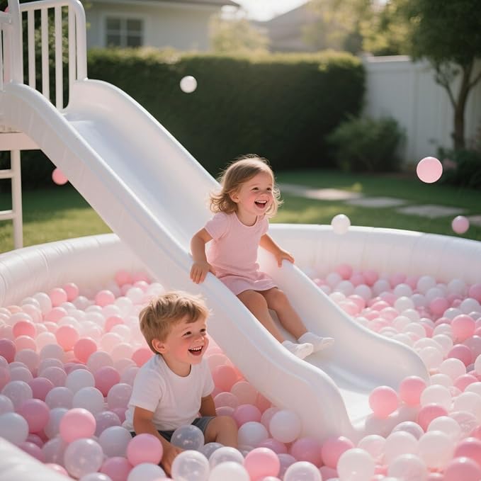 GOGOSO Ball Pit Balls for Toddler, Baby Plastic Playballs Kids Soft Pastel Pelotas Non-Toxic BPA-Free 2pink+White+Clear 50 Balls
