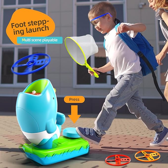 24 PCS Flying Disc Launcher Outdoor Indoor Game Toys Gifts for 3 4 5 6 Year Old Kids, Outdoor Outside Game Toys for Kids Boys Ages 3-5 4-8, Ideal 3 4 5 6 Year Old Boys Birthday Gifts
