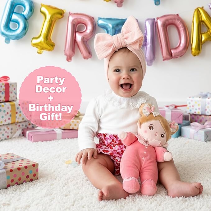 OUOZZZ Soft Baby Doll 10" - First Birthday Toys for 1 Year Old Girl, Ideal 1 Year Old Girl Gifts & Baby Girl Gifts, Snuggle Buddy for Infants Pink Bow