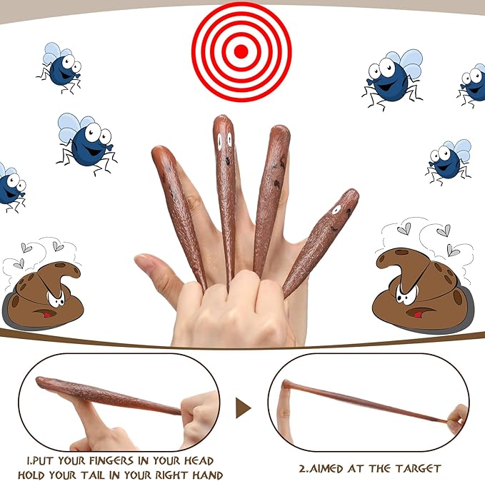 Sotiff 42 Pieces Finger Slingshot Toys Fake Toy Ornament Slingshot Prank Fingers Stretchy Funny Rubber for Flying Game and Party Favor, 2.56 x 0.79 Inch
