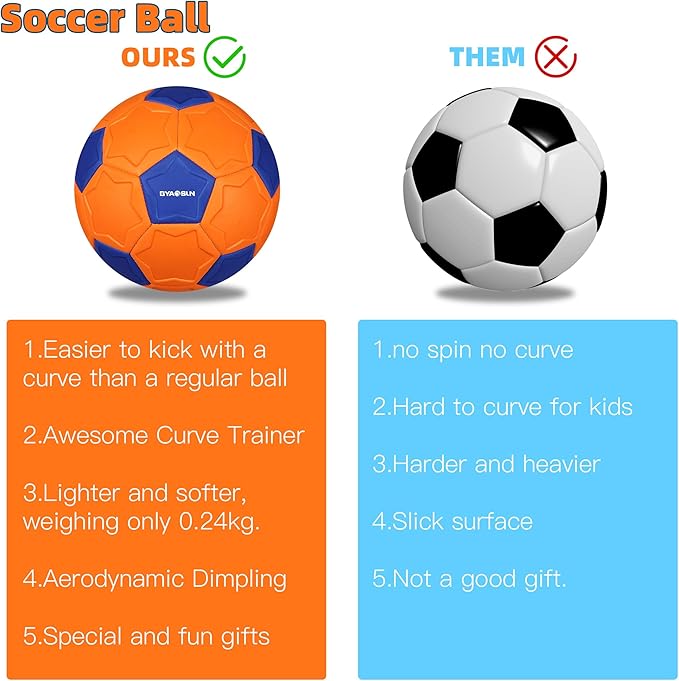 Curve Soccer Ball Size 4, Swerve Soft Balls for Outdoor and Indoor,Size 4 Soccer Ball for Boys and Girls