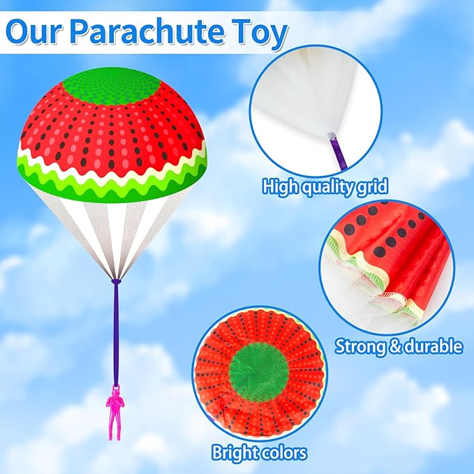 Parachute Toys for Kids Easter Egg Fillers, Hand Throwing Outdoor Flying Toys for Boys Girls 3 4 5 6 7 8-12 Years with Small Figures Birthday Gift Easter Basket Stuffers Classroom Prizes