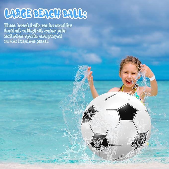 Beach Balls 3Pack - 27" Inflatable Soccer Balls Giant Inflatable Balls, Jumbo Pool Toys Beach Soccer Balls Summer Party Favors Swimming Pool Ball Outdoor Water Game Party Supplies