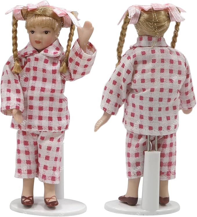 iland Dollhouse People for 1 12 Scale Accessories Miniature 6 inch Dolls for Doll House Little People Figures Mini Dollhouse Family Set Porcelain Action Figures Cute Realistic