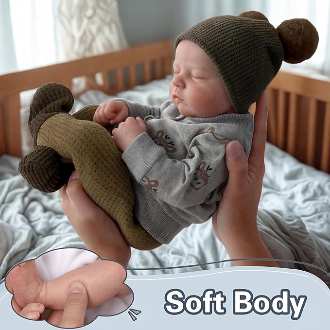 BABESIDE Lifelike Reborn Baby Dolls Boy, 17 Inch Poseable Full Vinyl Body Realistic Baby Doll, Real Life Newborn Baby Doll with Toy Accessories Gift Set for Kids Age 3+