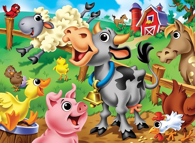 MasterPieces – 48 Piece Jigsaw Puzzle for Kids 4+ Years, Farm Animals with Googly Eyes, Educational and Fun Game, Gift Idea for Children, 19" x 14