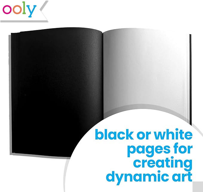 Ooly 13 PC Metallic Drawing Kit Includes 6 Metallic Markers, 6 Metallic Gel Pens and 40 Sheets of Black & White Paper, 20 for Each Color