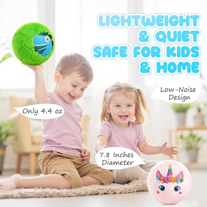 PlayZap Soft Ball for Toddlers & Babies - Small, Safe & Easy-to-Grip Kickball, Great Easter Basket Stuffer & First Birthday for Boys & Girls, Plush Indoor Soccer Toy for Ages 1-3 3-8
