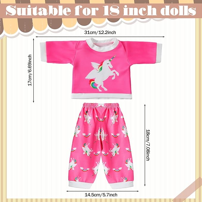 Fourluoo 6 Sets Baby Dolls Clothes 18 Inch Reborn Baby Doll Outfit Accessories Jumpsuits with Hats for Party Game Gifts (Cartoon Style)