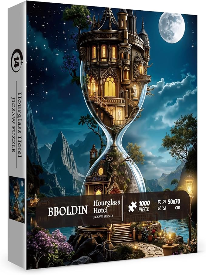 Wonderful Hourglass Hotel Puzzles for Adults 1000 Pieces Nature, Pretty Landscape Lake Art Jigsaw Puzzles, Beautiful Stars Night Flower Garden Puzzle