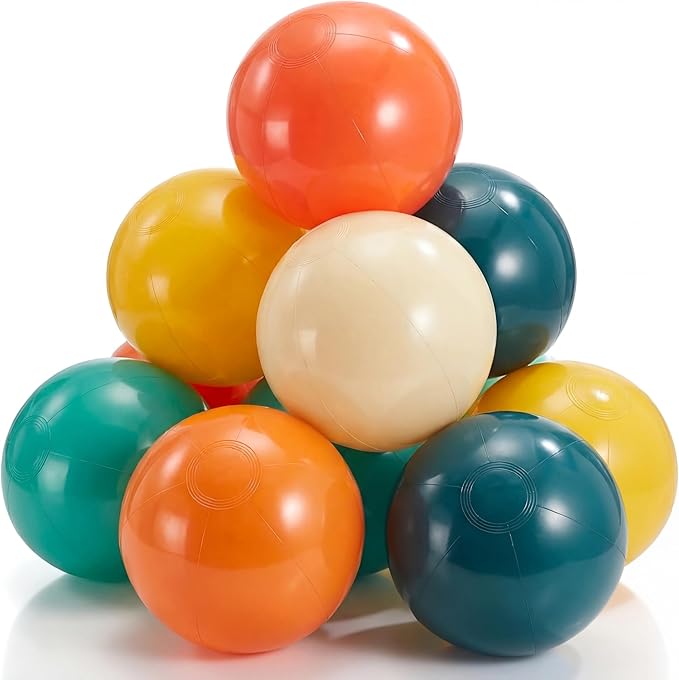 Realspring 24 Pcs Inflatable Beach Balls for Kids Bulk Pastel Solid Color Jumbo Beach Ball Swim Pool Floating Toys Baby Shower Birthday Summer Party Decor(Colorful,10 Inch)