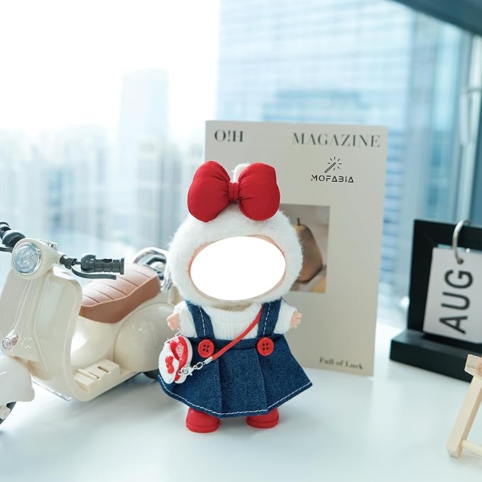Clothes for 17cm Doll, 5 pcs Set Doll's Outfits Luxury Dress Shirt Pants Headset Shoes Accessories Fashion Stylish Adorable Dolls Clothes (No Doll) (Kindergarten Red)