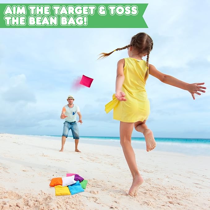 32 Pack Bean Bags Toss for Kids Cornhole Bean Bags Colorful Bean Bags for Tossing Canvas Toss Bags Hand Toy Toss Games Weights for Outdoor Yard Games, Assorted Colors (Bright Colors, 3.94 x 3.94 Inch)