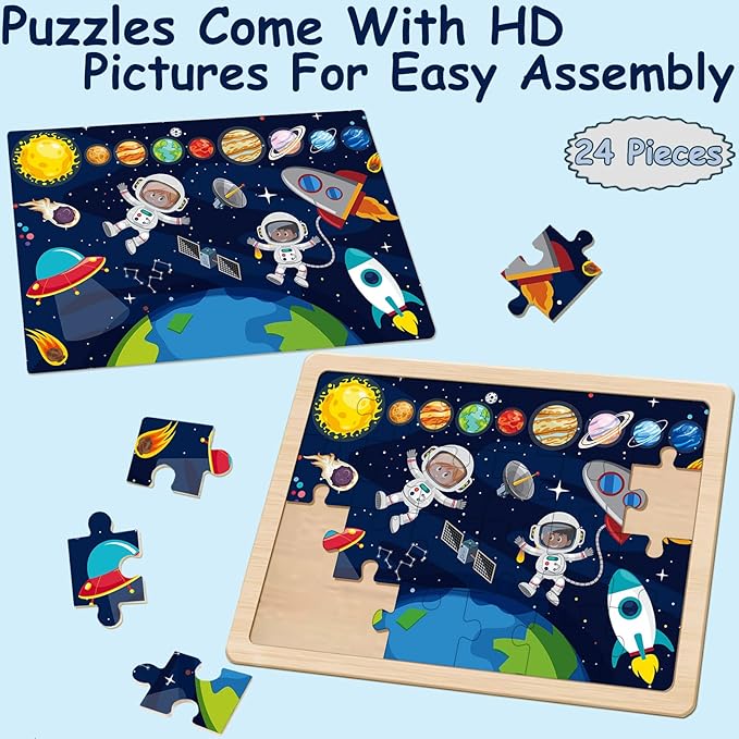 Puzzles for Kids Ages 4-6, 24 Pieces Wooden Puzzles for Toddler Toys for Boys 3-5 Children Jigsaw Puzzles for Kids Ages 4 5 6 7 8 Year Old Toys Boys Girls Gifts