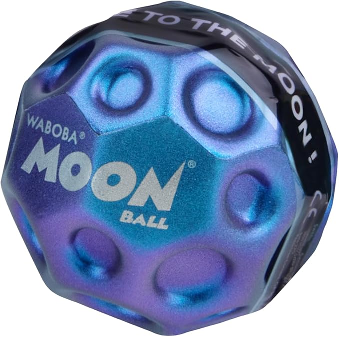 Waboba Metallic Moon Ball Blue- Hyper Bouncy Ball - All Ages Extreme Bounce and Fun - Perfect for Active Play and Outdoor Games