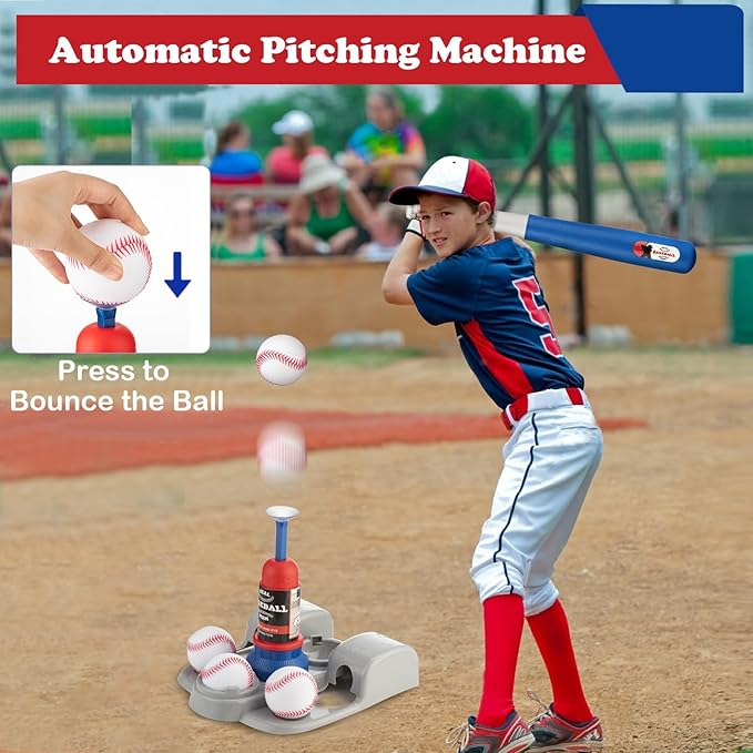 Adjustable T-Ball Set for Kids 3-8 | Outdoor Baseball Toy with Bat, Ball & Tee | Sports Gift for Toddlers & Boys in Backyards
