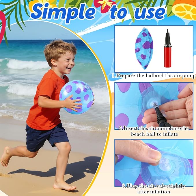 12 Pack Monster Cartoon Themed Beach Ball 7.87" Bulk for Summer Pool and Beach Game Gifts Blue Birthday Party Supplies Decorations Favor