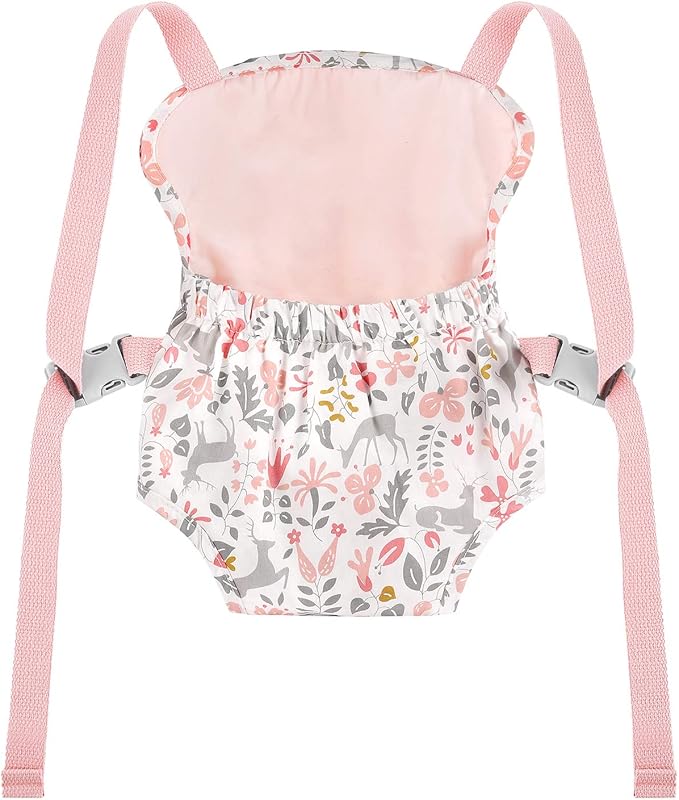 GAGAKU Baby Doll Carrier, Baby Doll Accessories up to 18-inch Dolls, Reborn Baby Dolls Carrier for Little Girls – Pink (Reindeer)