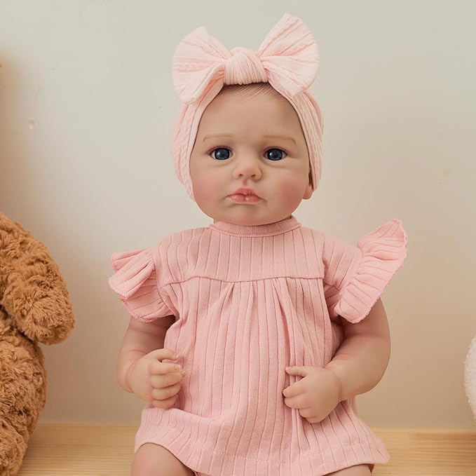 FOCKOF Realistic Reborn Baby Dolls-18 Inch Realistic Baby Doll Girls Soft Cloth Body Reborn Baby with Gift Box for Kids Age 3+