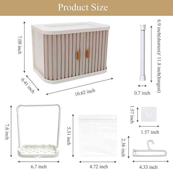 Foldable Wardrobe Closet, Doll Clothes Storage Box with 20 Hangers, Display Shelf & Dust Cover - Stackable Cabinet for 15/17cm Doll Clothes & Accessories